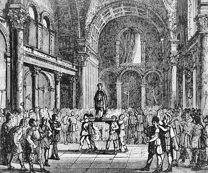 Emperor Julian the Apostate crowned in Paris at the baths of Cluny